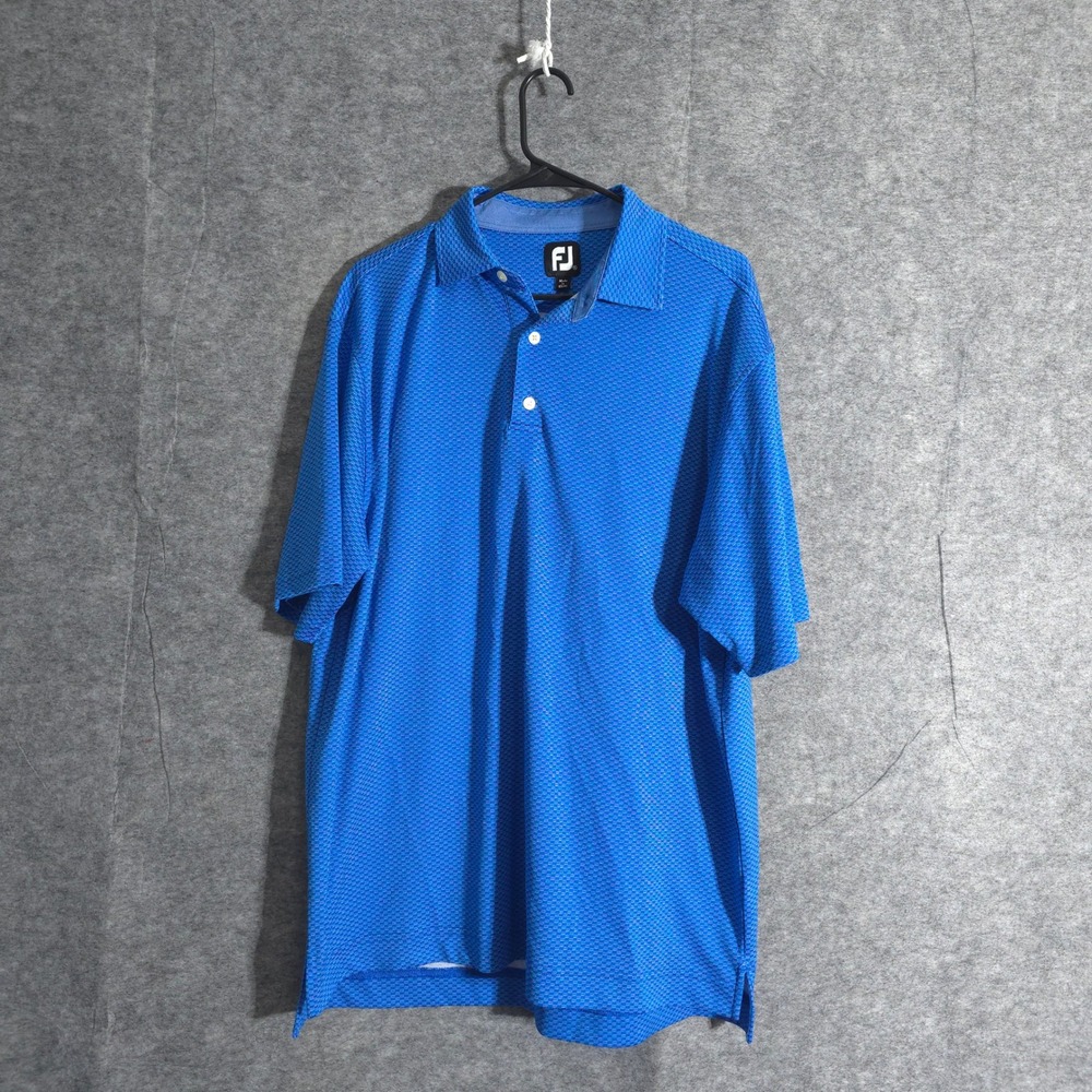 FootJoy Golf Polo Shirt Mens XL Blue Pattern Short Sleeve Athletic Geomentric